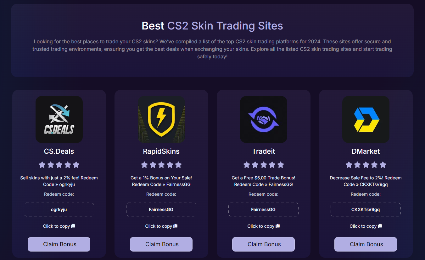 CS2 Skin Trading Sites