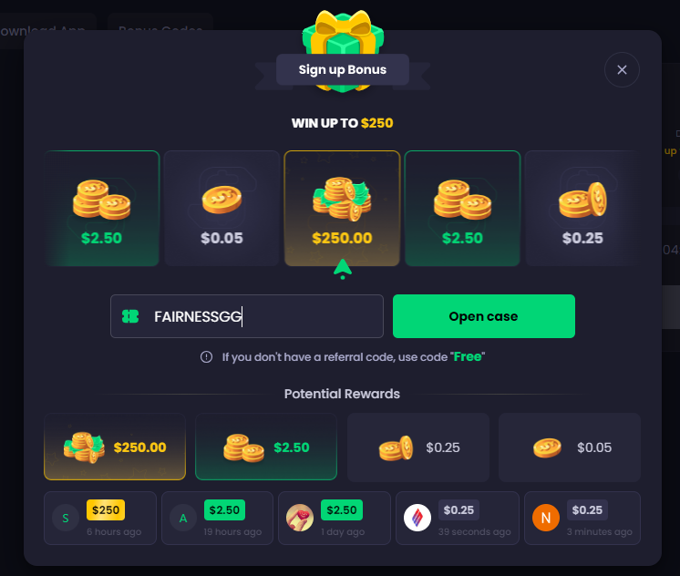 Sign Up Bonus
