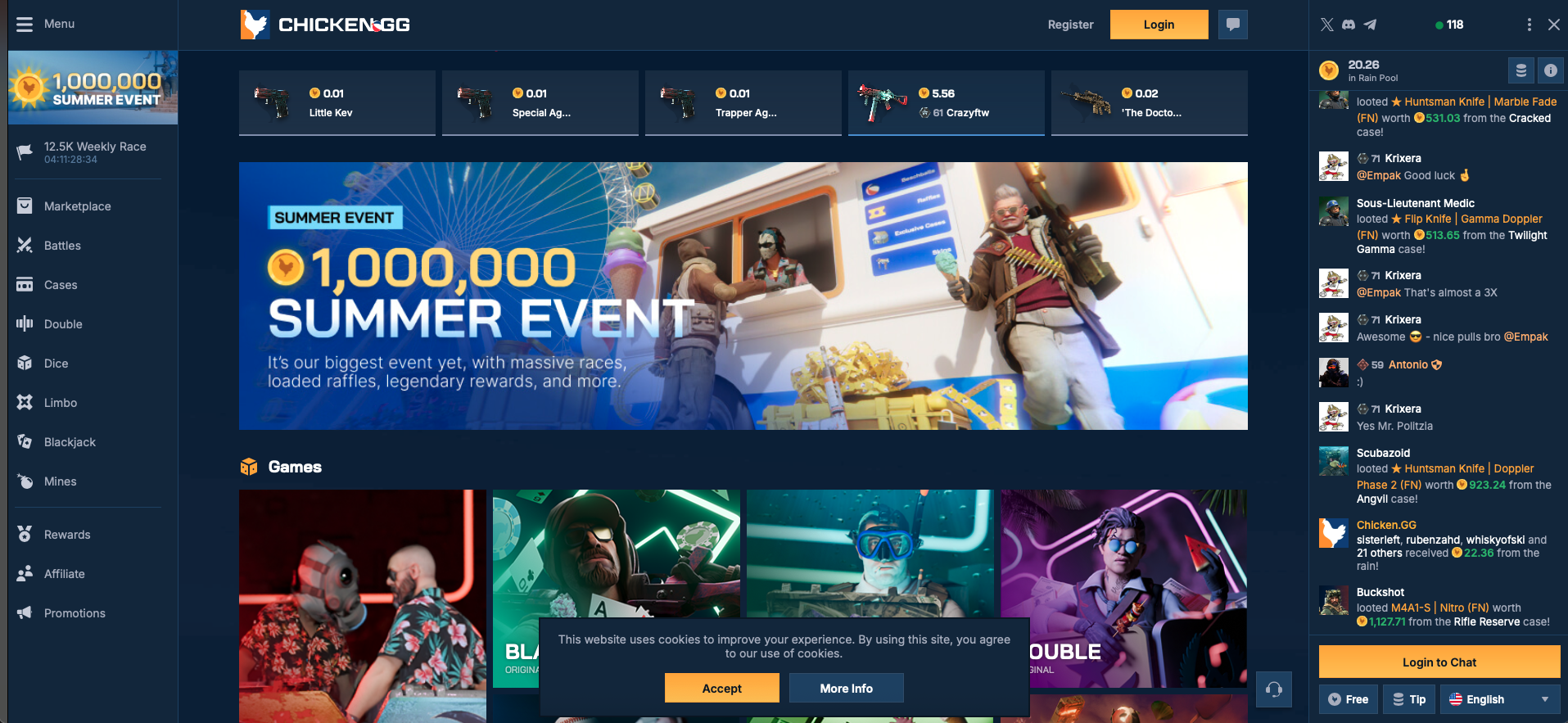 Chicken.gg Homepage