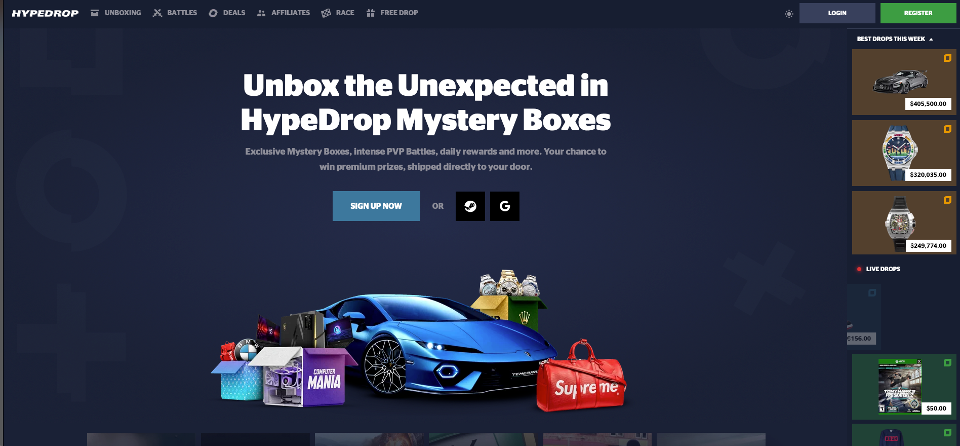 Hypedrop Homepage