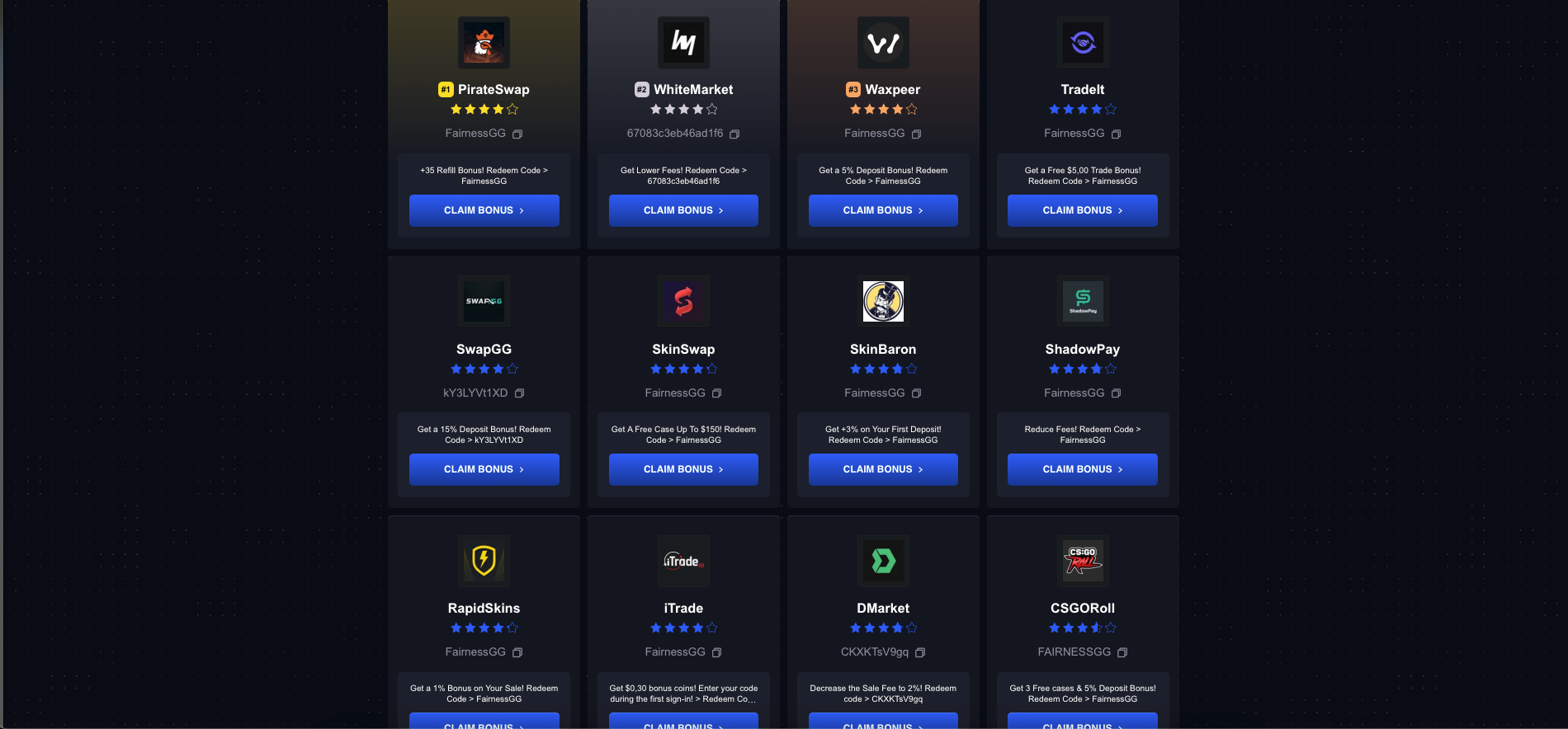 Skin Trading Platforms on Fairness.gg