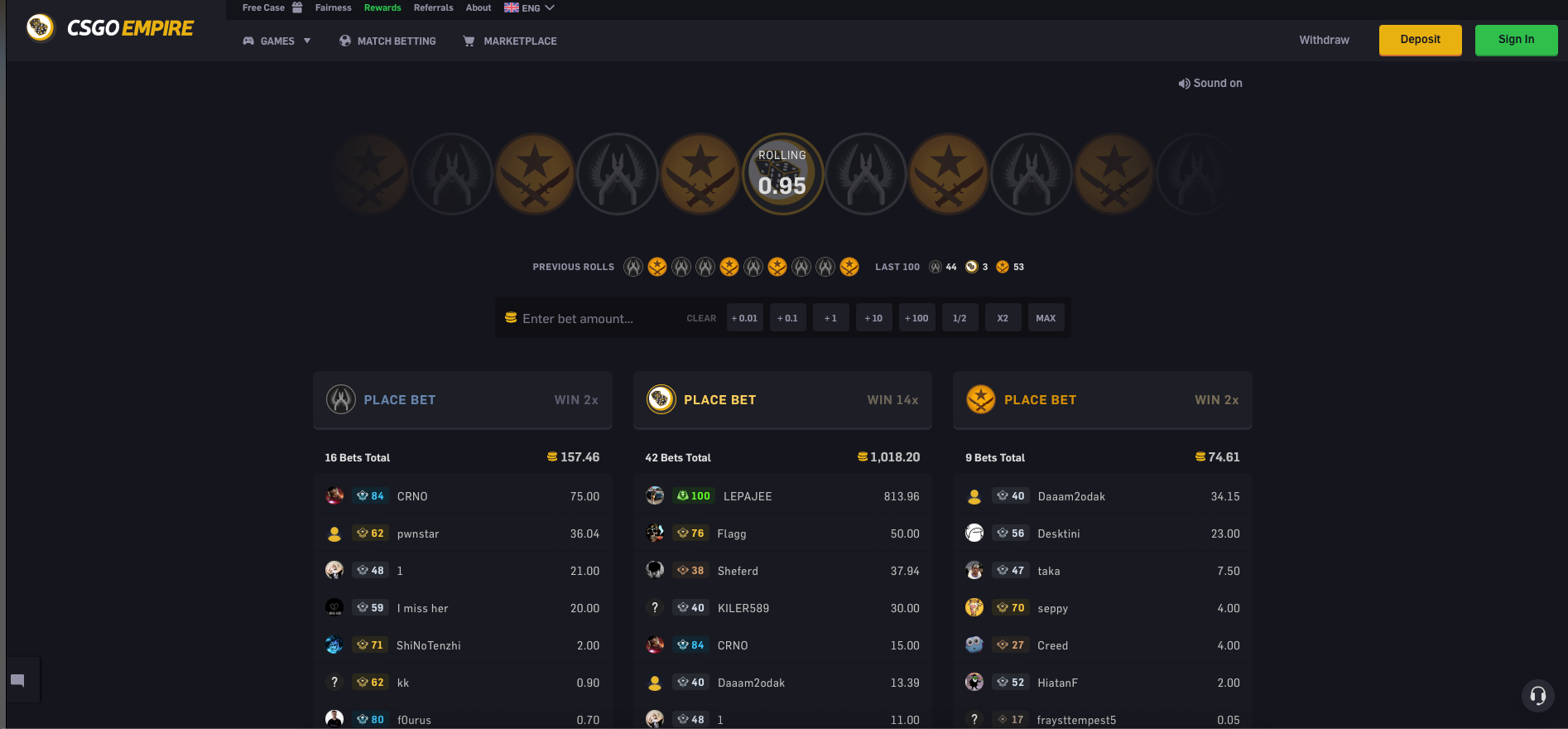 CSGOEmpire Homepage