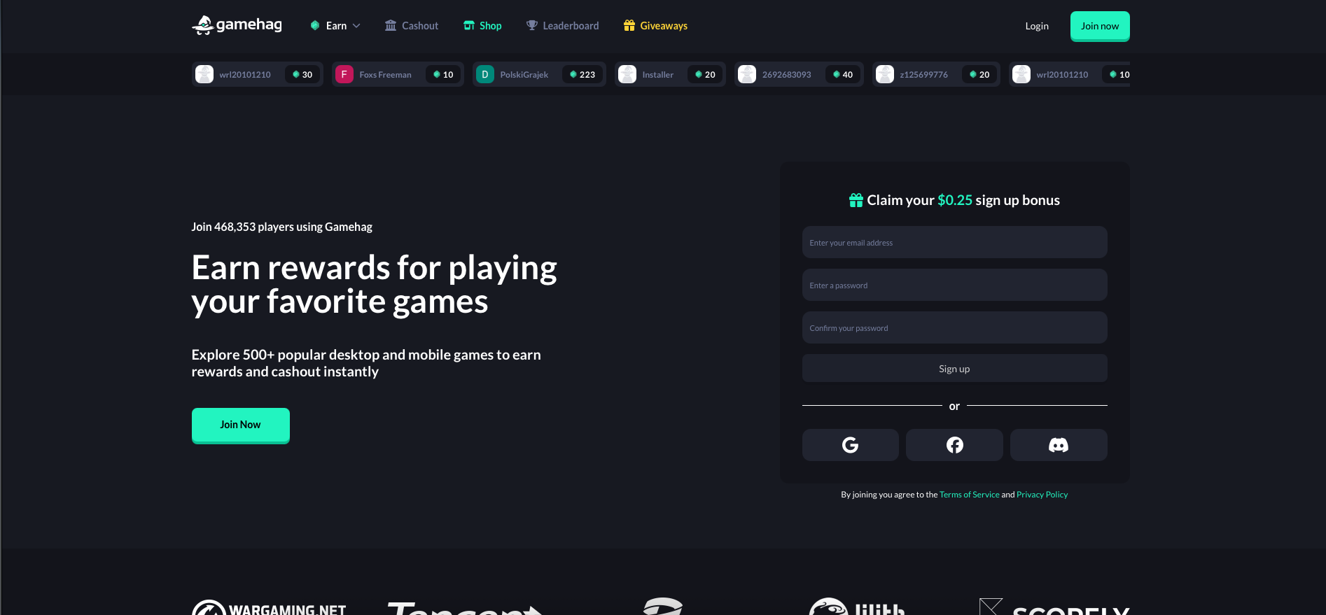 Gamehag Homepage