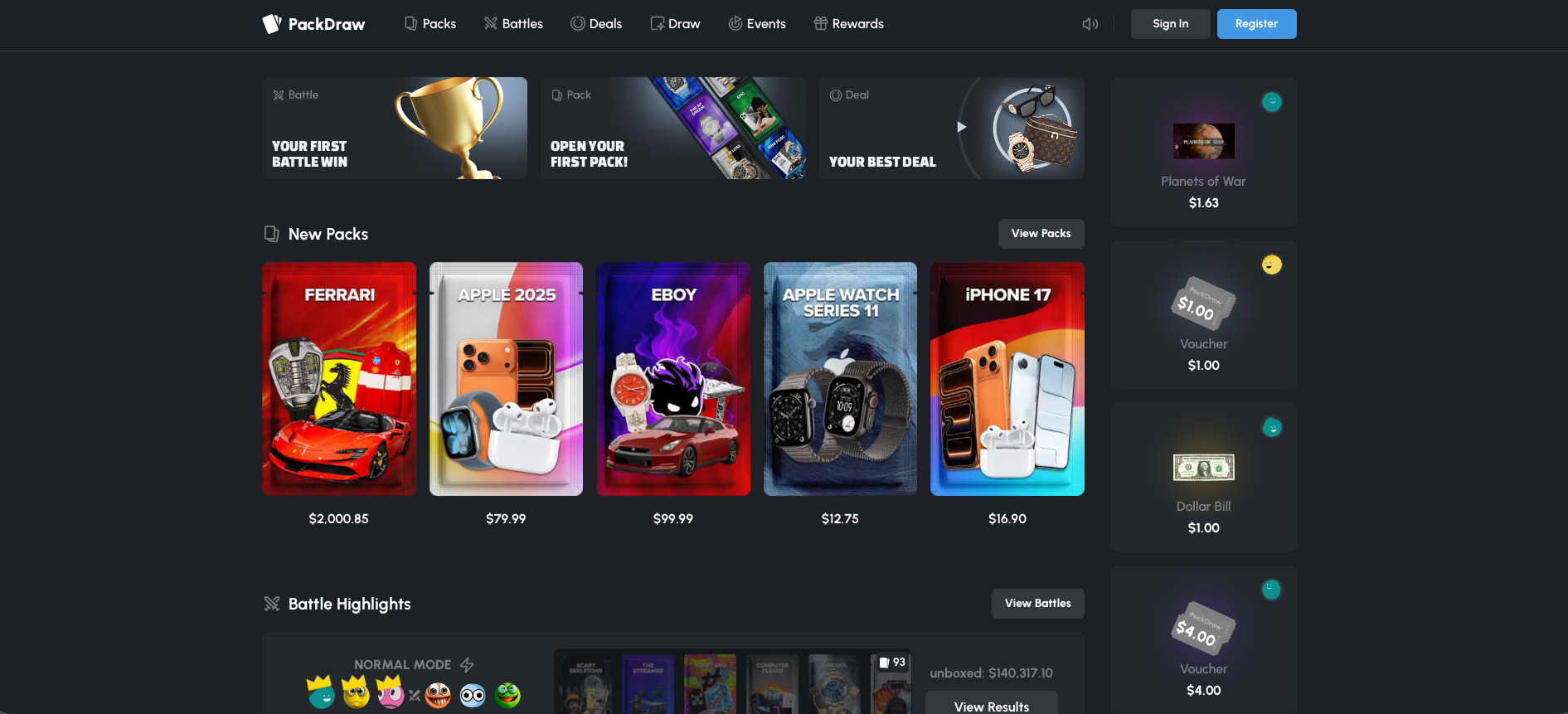PackDraw Homepage