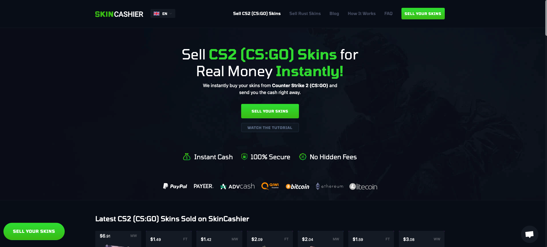 SkinCashier Homepage