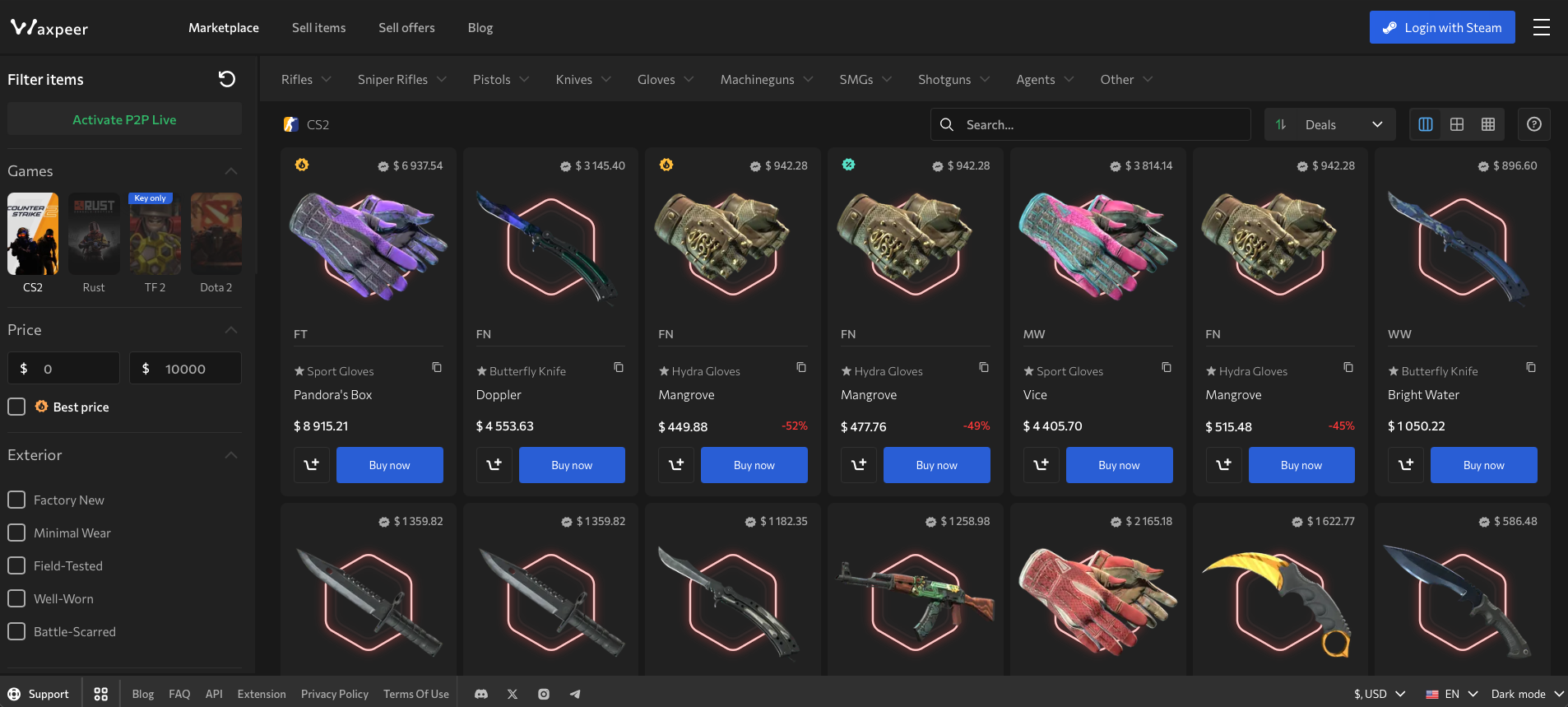 Waxpeer Homepage